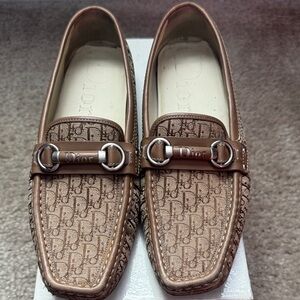 Dior Tan Monogram Loafers for women sz 9.5